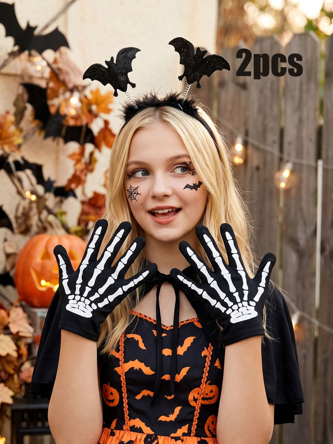 Cosplay Bat Prop - 2Pcs Teen Girls Halloween Accessory Set