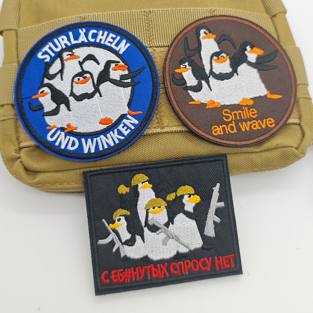 Velcro Hook Loop - Novelty Cartoon Penguin Embroidered Velcro Patch