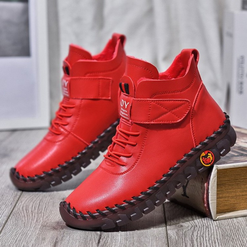 Velcro Hook Loop - Winter Fleece-Lined Warm Cotton Boots -